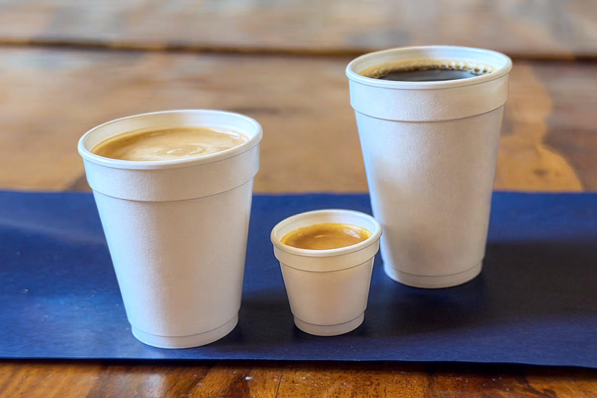 Café con leche, black coffee, and espresso served at El Cubanito Chicago